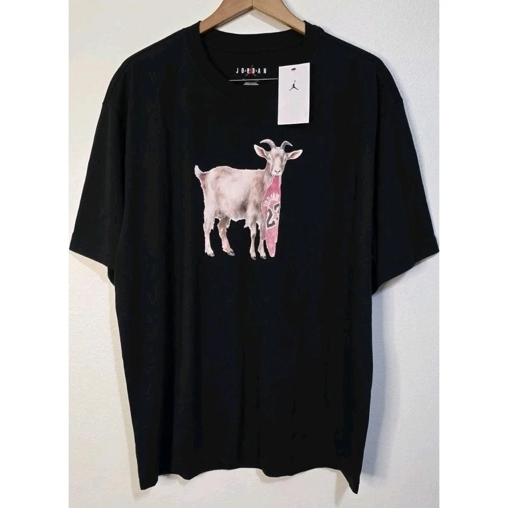 Nike Air Jordan T-Shirt Men XL Black Goat Graphic Short Sleeve Tee 23 Basketball
